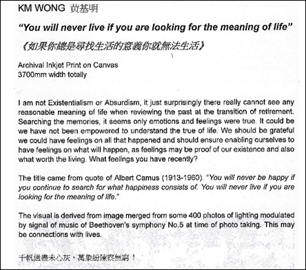 photo of artist statment exhibited